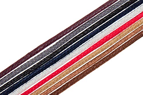 Kaps Cordones Finos Redondos Encerados, Cordones Redondos de Calidad de 2 mm 100% Algodón para Calzado Casual y de Moda, 1 par (90 cm - 36 pulgadas - 5 a 6 pares de ojales / 76 - Marrón)