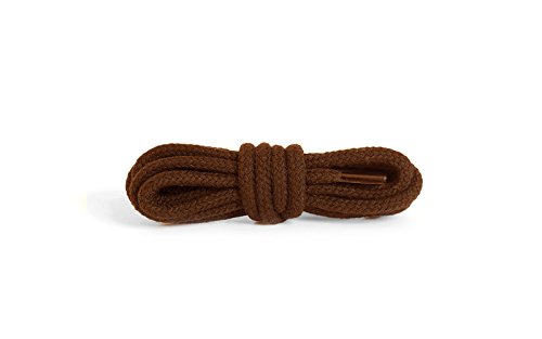 Kaps Cordones Gruesos Redondos, 5-6 mm de diámetro, Cordones Duraderos de 100% Algodón para Calzado Casual, Fabricados en Europa, 1 par (90 cm - 36 inch - 5 to 6 eyelet pairs/ 76 - Marrón)