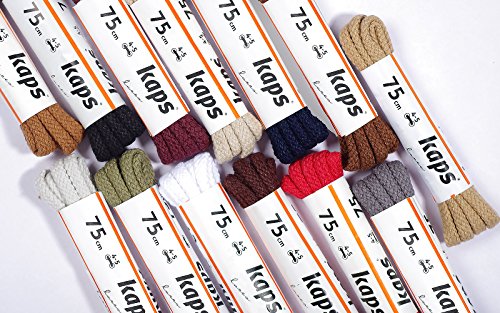 Kaps Cordones redondos, cordones de algodón 100% duraderos de alta calidad, hechos en Europa, 1 par, colores y longitudes (60 cm - 3 a 4 pares de ojales / 76 - marrón)