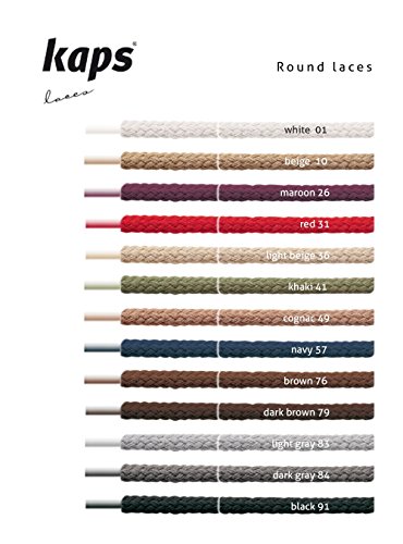 Kaps Cordones redondos, cordones de algodón 100% duraderos de alta calidad, hechos en Europa, 1 par, colores y longitudes (60 cm - 3 a 4 pares de ojales / 76 - marrón)