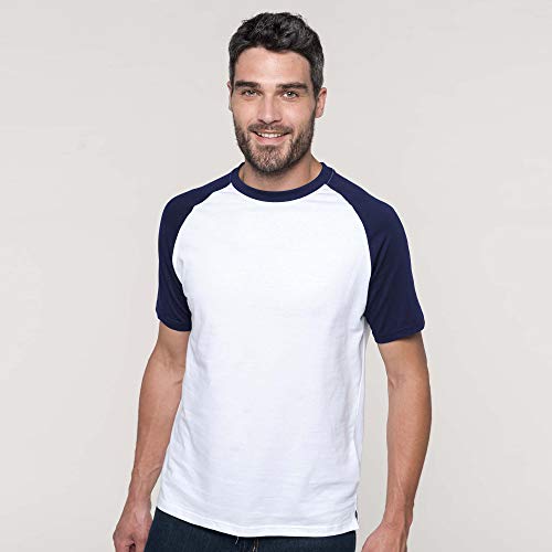 Kariban – Camiseta de manga corta para hombre blanco / negro Large