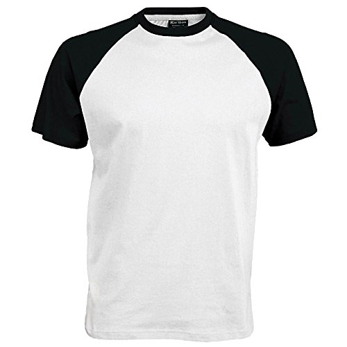 Kariban – Camiseta de manga corta para hombre blanco / negro Large