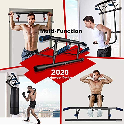 Kaufam Barra Dip Dominadas para Pared Puerta, Barra de Tracción Ajustable Dominadas Barra Musculacion Arco de la Puerta sin Tornillos Taladro Gimnasio Casa