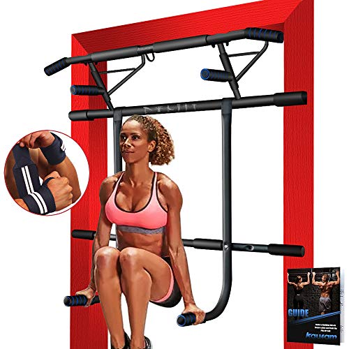 Kaufam Barra Dip Dominadas para Pared Puerta, Barra de Tracción Ajustable Dominadas Barra Musculacion Arco de la Puerta sin Tornillos Taladro Gimnasio Casa