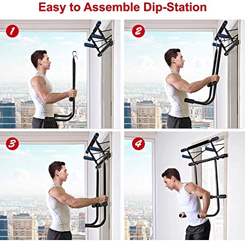 Kaufam Barra Dip Dominadas para Pared Puerta, Barra de Tracción Ajustable Dominadas Barra Musculacion Arco de la Puerta sin Tornillos Taladro Gimnasio Casa