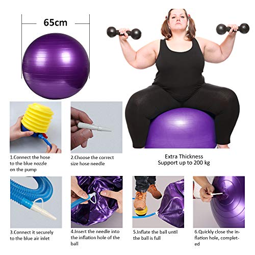 KEAFOLS Juego de colchonetas, colchoneta de Yoga con Correa para el Hombro para Transporte y Almacenamiento, Equipo de Ejercicios con Bola de Tubo de Pilates, Cuerda para Saltar, Tirador de Tobillo.