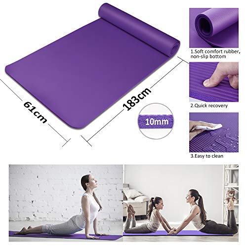 KEAFOLS Juego de colchonetas, colchoneta de Yoga con Correa para el Hombro para Transporte y Almacenamiento, Equipo de Ejercicios con Bola de Tubo de Pilates, Cuerda para Saltar, Tirador de Tobillo.