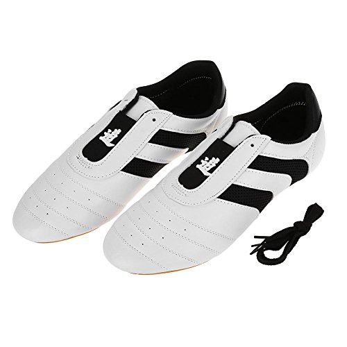 Keenso Zapatos de Taekwondo, Zapatillas de Deporte de Artes Marciales Zapatillas de Rayas Negras Zapatos Ligeros para Adultos y niños(42（Inside Length 26.5cm）)