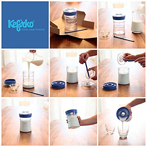 KEFIRKO® | El Set Ideal para Hacer Kéfir de Leche o Kéfir de Agua en Casa | Pack Kefirko + Librito de Recetas | 848ml | BPA Free