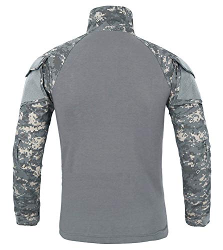 KEFITEVD Camisa de Combate para Hombre Camisa del Ejército Táctico Camuflaje Camisa de Manga Larga Camuflaje Militar Collar de Paintball Escalada de Gran Tamaño ACU L (Etiqueta: 2XL)