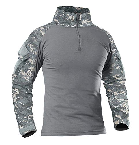 KEFITEVD Camisa de Combate para Hombre Camisa del Ejército Táctico Camuflaje Camisa de Manga Larga Camuflaje Militar Collar de Paintball Escalada de Gran Tamaño ACU L (Etiqueta: 2XL)