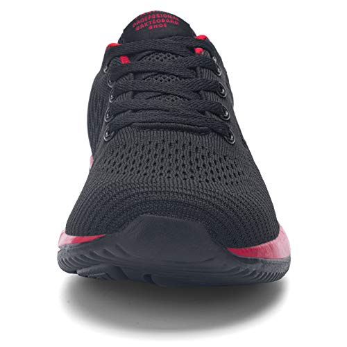 Kefuwu Zapatos de Running para Hombre Transpirables Aire Libre y Deportes Correr Asfalto Casual para Deportivas de Malla（Negro Rojo 43）