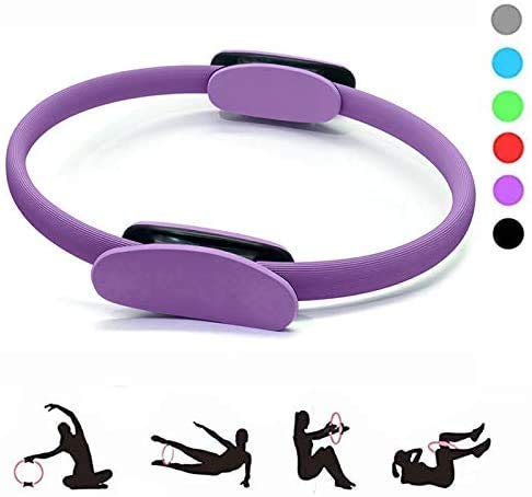 KEKEYANG fitness Grip portátil de doble Yoga Pilates anillo mágico del círculo Ejercicio Fitness Equipment Rueda de Dharma adelgaza Gimnasio Sport Center entrenamiento Rosa Herramienta de formación Ar