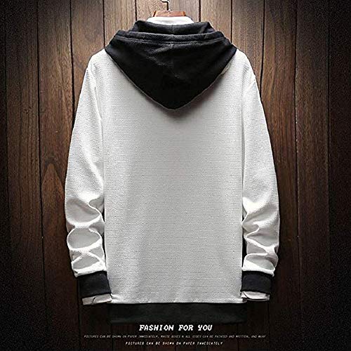 KENAIJING Sudadera Hombre, Pull-Over Sudadera con Capucha de Manga Larga (Negro, XL)