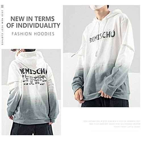 KENAIJING Sudadera Hombre, Pull-Over Sudaderacon Capucha (Gris Blanco, M)