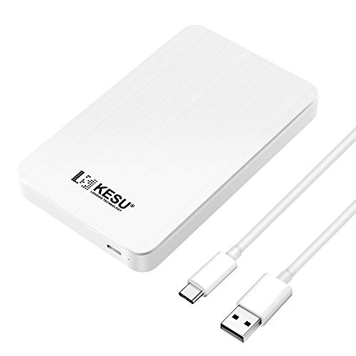 KESU Disco Duro Externo Portátil 1TB, Type C USB3.1 HDD Almacenamiento para PC, Mac, MacBook, Chromebookk, Xbox One, Xbox 360, PS4 (Blanco)