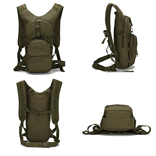 Ketamyy Mochila Militar Camuflaje Bicicleta Casual Impermeable Multi-Bolsillo Duradero Viaje Tactico Senderismo Trekking Montañismo Deportiva Pequeña 15L Hombre Mujer Bolso Verde Militar