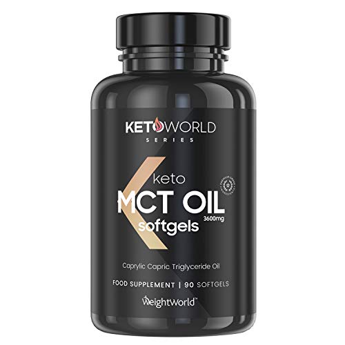 Keto Cápsulas de Aceite MCT Oil C8 - 3600 mg de Puro MCT Oil de Aceite de Coco, Refuerza la Cetosis, Dieta Keto, Suplemento Natural Vegano Quemagrasas, Para Adelgazar, Control Apetito, 90 Cápsulas