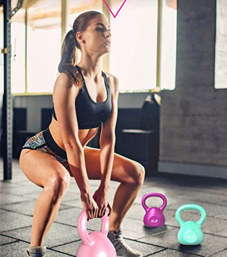 Kettlebell Hierro Fundido Levantamiento de Pesas Ejercicio de Fuerza Entrenamiento para Principiantes e intermedios Adecuado para Yoga Fitness Pilates Fitness para Hombres y Mujeres 5 LB 、 1