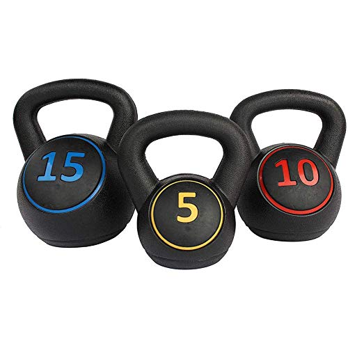 Kettlebell Juego de Pesos 5Lb, 10 Libras, 15 Libras Equipo Casero Del Ejercicio de Fitness Plástico Pe Arena de Relleno de Pesas Rusas Rusas Conjunto