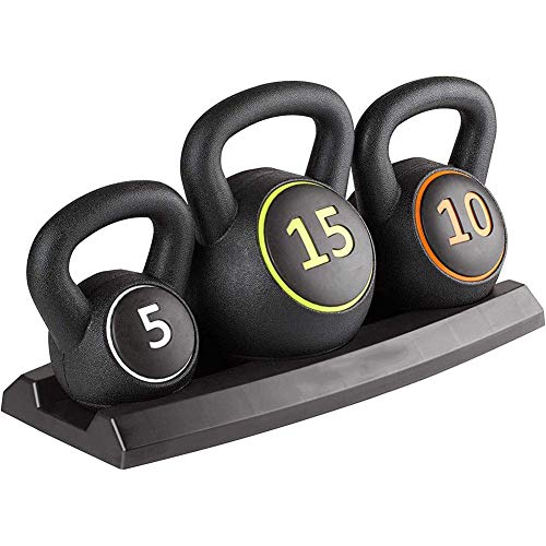 Kettlebell Juego de Pesos 5Lb, 10 Libras, 15 Libras Equipo Casero Del Ejercicio de Fitness Plástico Pe Arena de Relleno de Pesas Rusas Rusas Conjunto