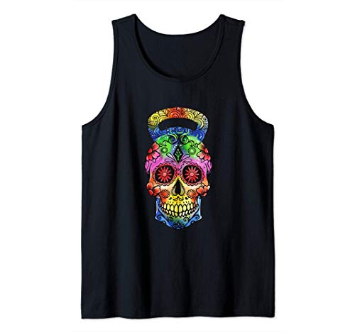 Kettlebell Sugar Skull Ejercicio de levantamiento de pesas Camiseta sin Mangas