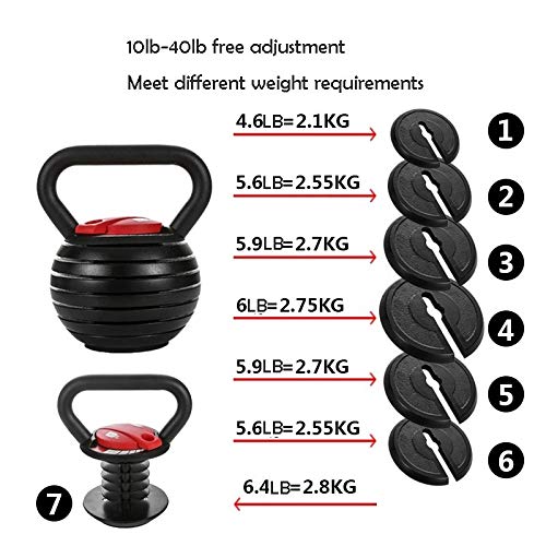 Kettlebells AGYH Fitness Pesas Rusas, 7 Pesas Ajustables, Equipo Portátil De Entrenamiento De Fuerza para Gimnasio En Casa, 2 Modelos (Size : 20lb/9kg)