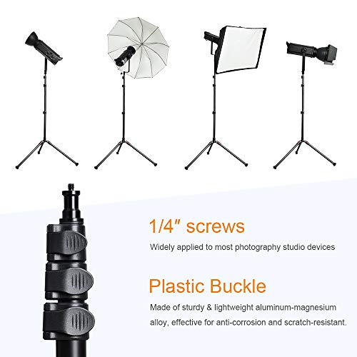 K&F Concept 2 Pack 200cm Soporte para iluminación Plegable 180° de Aluminio con Base de Trípode de Trípode para Estudio de Fotografía, Incluye 2 Bolsa de Transporte