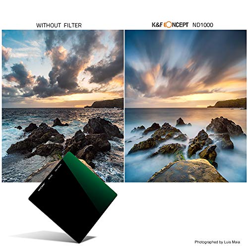 K&F Concept ND1000 - Filtro Cuadrado ND ND1000 100x100x2.0mm 10 Pasos con Funda de Cuero