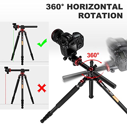 K&F Concept Trípode Profesional TM2534T Trípode Extensible Monopod 4 Secciones con 360° y 180° Columna Central Cabeza de Bola Placa Rápida Liberazación para Cámara DSLR Canon Nikon Sony GoPro