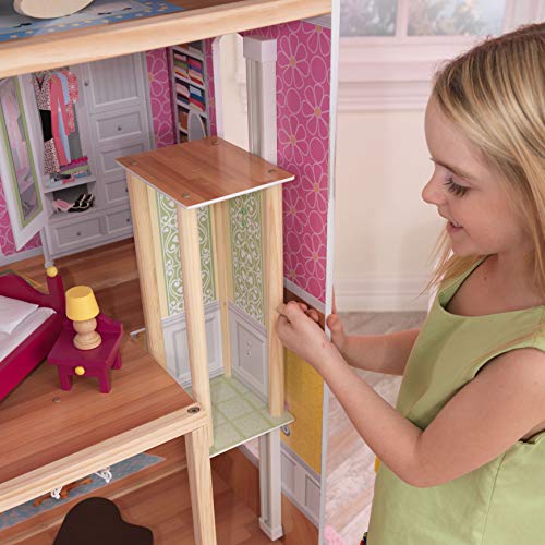 KidKraft- Majestic Mansion Casa de muñecas de madera con muebles y accesorios incluidos, 4 pisos, para muñecas de 30 cm , Color Multicolor ( 65252 )