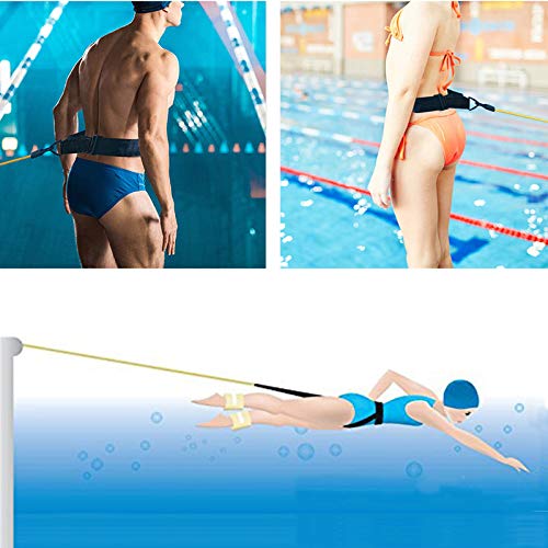 KIKILIVE Cinturón de natación para Exteriores, cinturón de Entrenamiento de natación, cinturón de Resistencia para natación, Cuerda elástica Duradera para Entrenamiento de Piscina