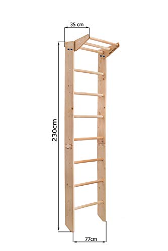 KindSport Escalera Sueca "Sprossenwand Reck 220/230", Espaldera para Gimnasio, Espaldera de Fitness, Complejo Deportivo de Gimnasia, Gimnasia de los niños en casa, Barras