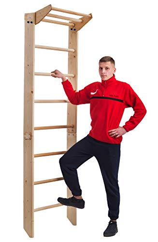 KindSport Escalera Sueca "Sprossenwand Reck 220/230", Espaldera para Gimnasio, Espaldera de Fitness, Complejo Deportivo de Gimnasia, Gimnasia de los niños en casa, Barras