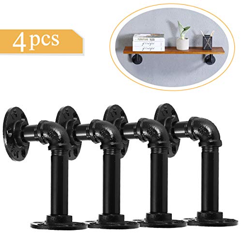 KING DO WAY 4 Piezas Soporte de Metal, Soporte de la Pared del Hierro del Estilo de la Vendimia para cartón/Plataforma/Rejillas (4pcs 15x8cm)