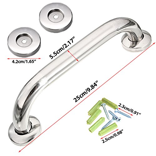 KING DO WAY Asa De Seguridad para Baño, Manija de la Ducha/del Baño del Acero Inoxidable, Barra larga Durable del Metal para la Bañera, Manija de la Ducha (25CM)