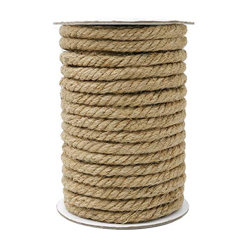 KINGLAKE - Cuerda de Yute Gruesa para jardín, 10 mm, Cuerda de cáñamo, Cuerda de Yute Gruesa para Envolver, decoración del hogar, jardinería