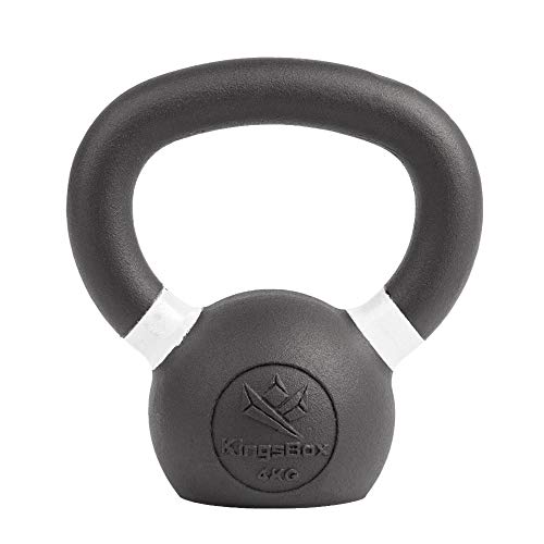 KingsBox Kettlebell丨Recubierta de Polvo, Marcas de Peso de Colores丨Entrenamiento de Cuerpo Entero丨Cardio, Quema de Grasa, Ejercicios de Fuerza, Tonificación Muscular丨Venta por Unidad丨4 kg