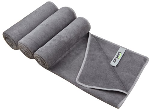 KinHwa Toalla de Microfibra para Gimnasio, Secado rápido, para Fitness, Sudadera, Multiusos, para Hombres y Mujeres, 3 Unidades, 40cm x 80cm, Gris