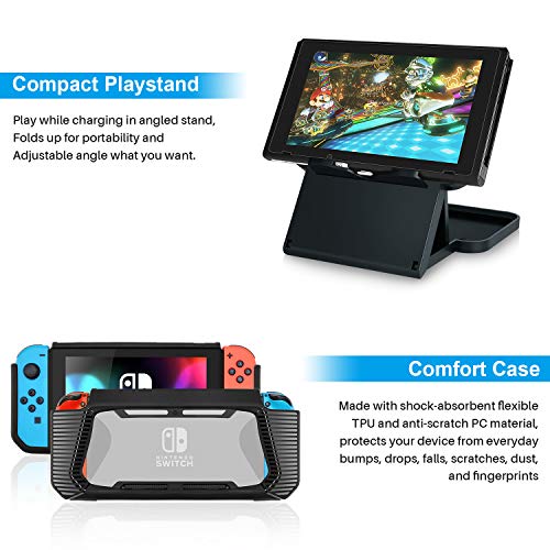 Kit de Accesorios 18 en 1para Nintendo Switch, con Protector de Pantalla, Soporte para Juegos, Tapa del Interruptor, Tapa del Joystick, protección del Cargador para Joy-con Joystick