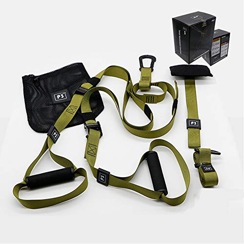 Kit de Correas de Resistencia de Peso Corporal, Entrenamientos de Gimnasio Profesional para Interiores, Viajes y al Aire Libre. Construir músculo Magro, Fuerza Central,Verde