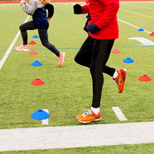 Kit de Escalera de Agilidad Velocidad de Entrenamiento de Velocidad 9Ft Escalera Plana + 10 Unidades de Conos de Disco para Coordinación Entrenamiento Atlético (rojo)