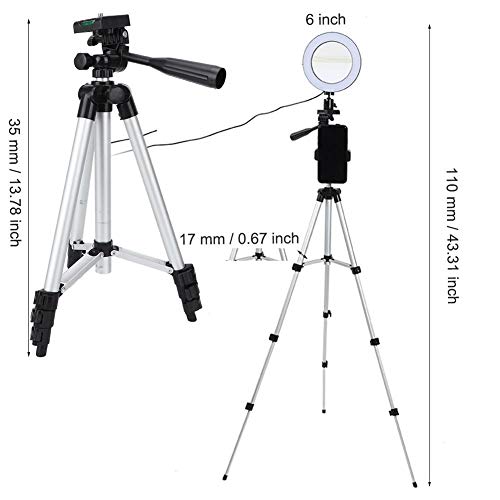 Kit de Lámpara de Cámara de Luz de Anillo de Video LED Regulable de6 Pulgadas Con Trípode Soporte Para Teléfono Móvil Puerto Usb Luz de Relleno de Transmisión En Vivo 3000-5500k Temperatura de Color