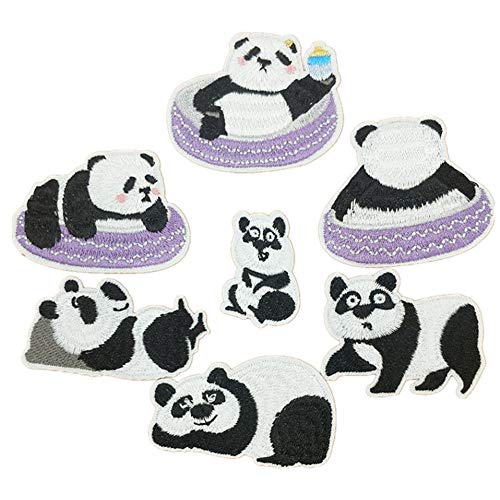 Kit de parches bordados de panda para planchar, 14 unidades, diseño de panda bordado, para ropa, mochila, decoración o reparación de daños