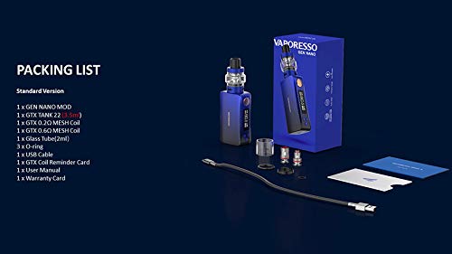 Kit GEN NANO, Vaporesso Kit GEN Nano 80W con 2000mAh GEN Nano BOX 3.5ml GTX Tank 22 & 0.91 OLED Screen E-cig Vape Mod Kit