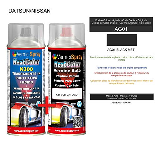Kit Spray Pintura Coche Aerosol AG01 BLACK MET. - Kit de retoque de pintura carrocería en spray 400 ml producido por VerniciSpray