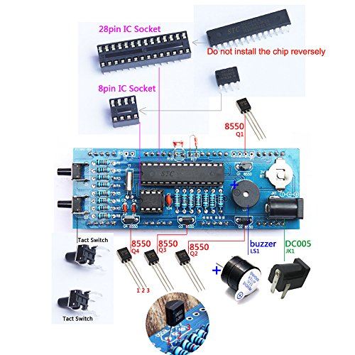 KKmoon Compacto de 4 Dígitos Kit del Reloj Digital LED DIY Control de Luz Monitor de Temperatura Fecha Hora con Caso Transparente