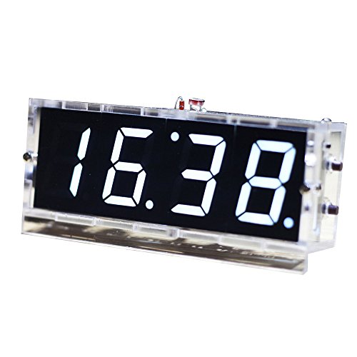 KKmoon Compacto de 4 Dígitos Kit del Reloj Digital LED DIY Control de Luz Monitor de Temperatura Fecha Hora con Caso Transparente