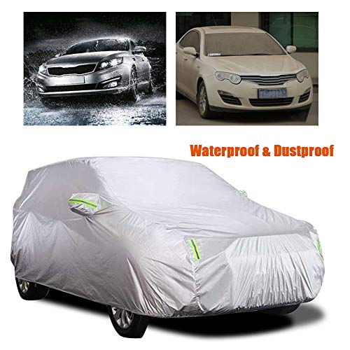 KKmoon Funda Coche Exterior Impermeable con Tira Reflectante, Resistente al Polvo Lluvia Rasguño Nieve Anti-UV,con Hebilla de Fijacion,M (4.5 x 1.75 x 1.5M)