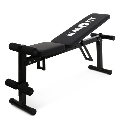 Klar FIT Banco de Entrenamiento Plegable - Variedad de Ejercicios, Especial Abdominales, Elementos Ajustables, Diferentes Niveles, Peso máx. 160 kg, Cuero sintético, Negro